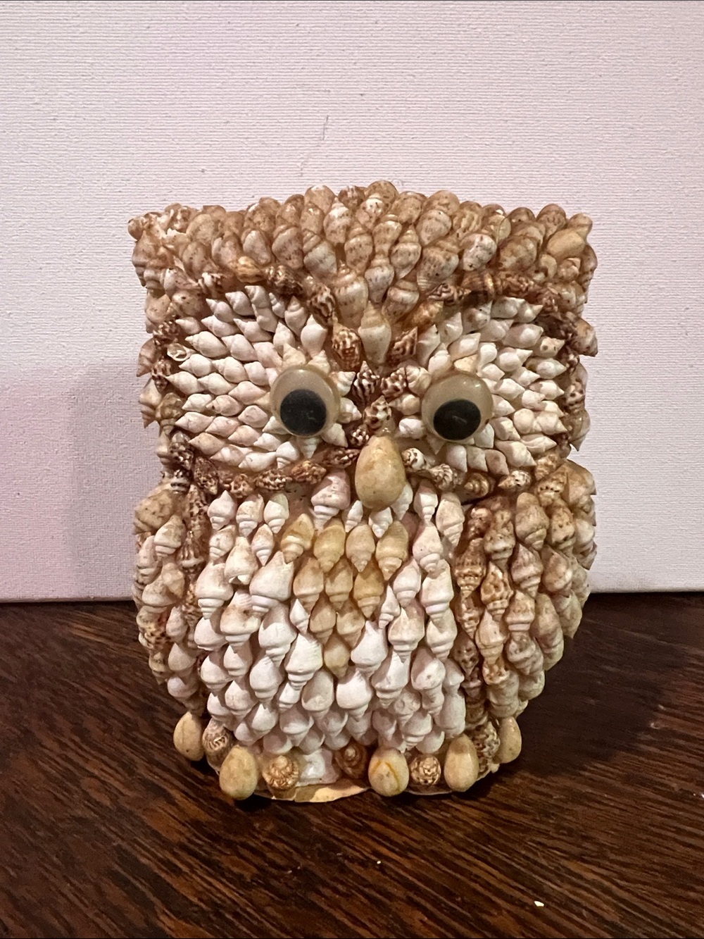 VTG Seashell Owl Sculptural Accent - Neutral Beige Shells